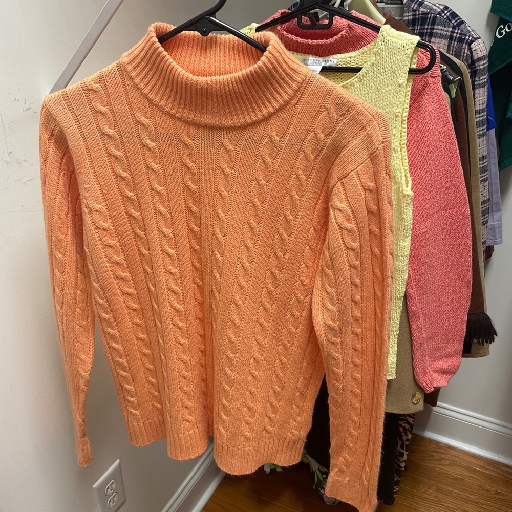 Evan Picone Orange Cowl Neck Sweater